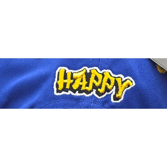 Top‎ Level Happy Snapback Hat Blue Yellow Sparkly Grill Hip Hop Baseball Cap NWT - Picture 11 of 13